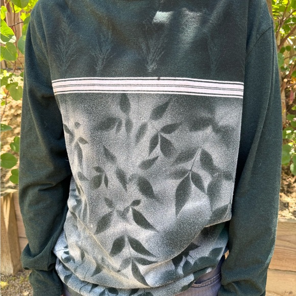 Fabric Spray Paint Design Apparel | "Fig Shadow" Green Longsleeve Tee - Picture 4 of 7